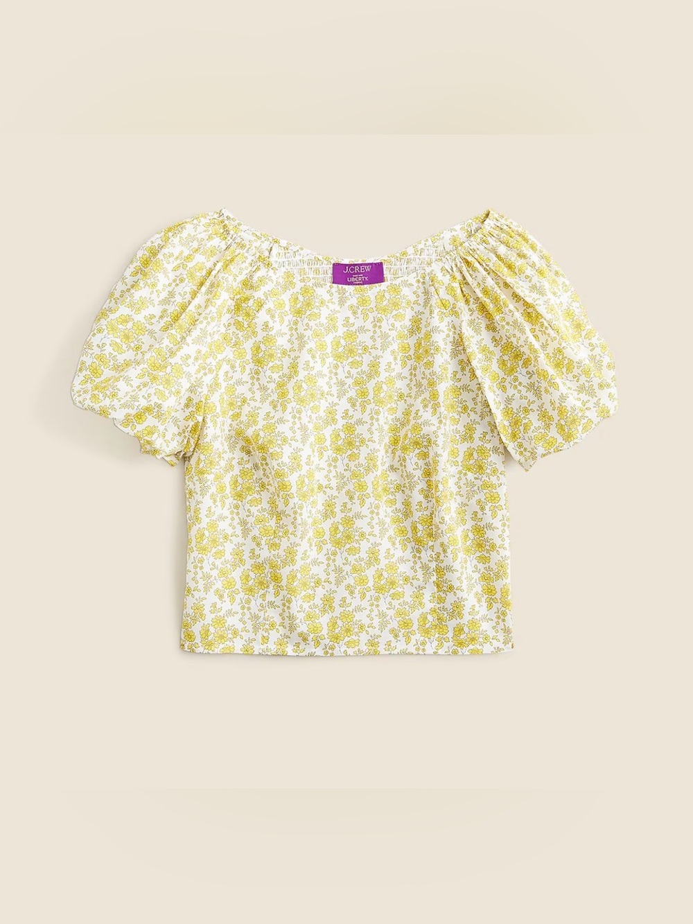 J. Crew Yellow Floral Puff-Sleeve Blouse